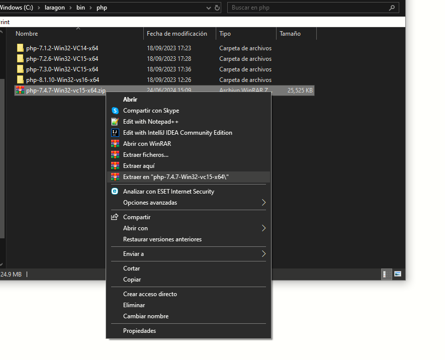 Descomprimir PHP