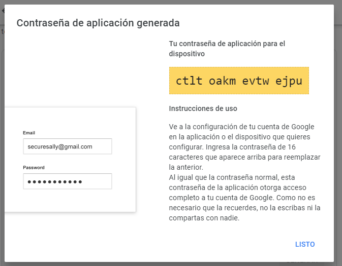 Copiar clave generada