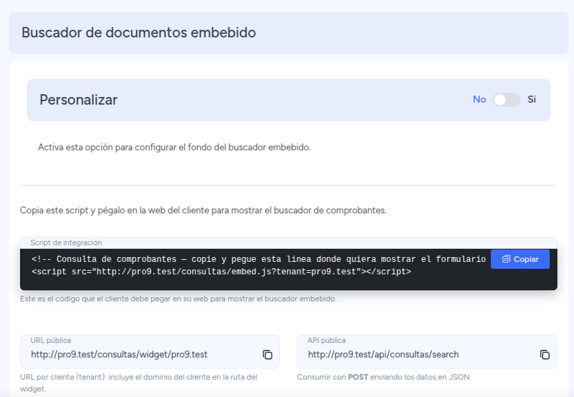 Configuración de Widget Buscador
