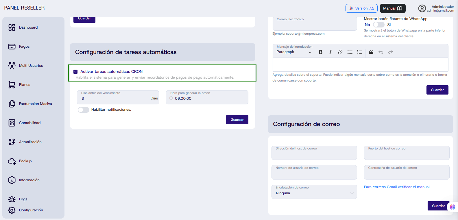 Ubicar opción CRON