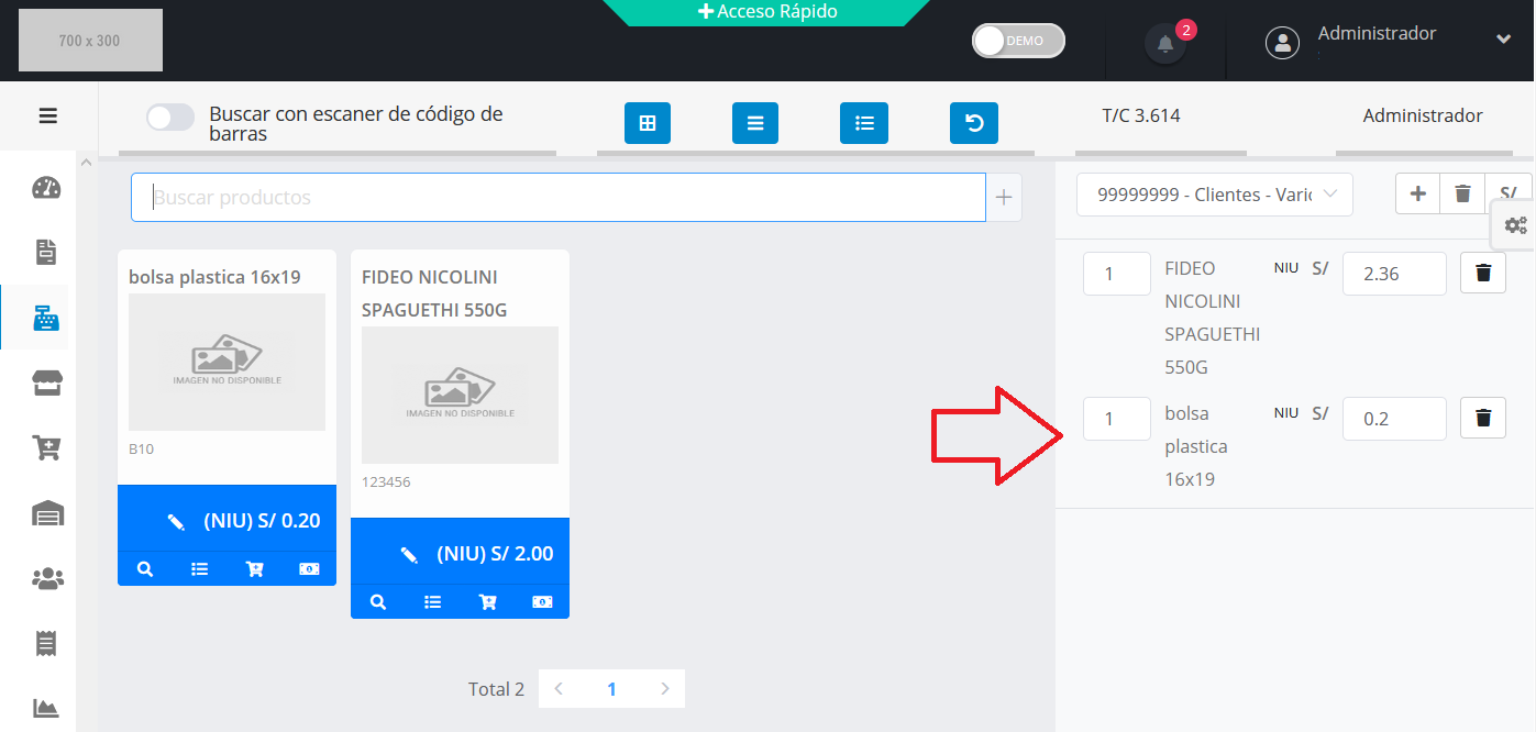 Agregar Bolsa en Venta